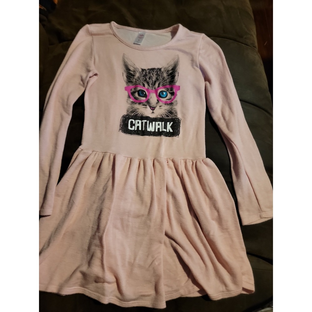 Justice catwalk size 8 cat with glasses dress